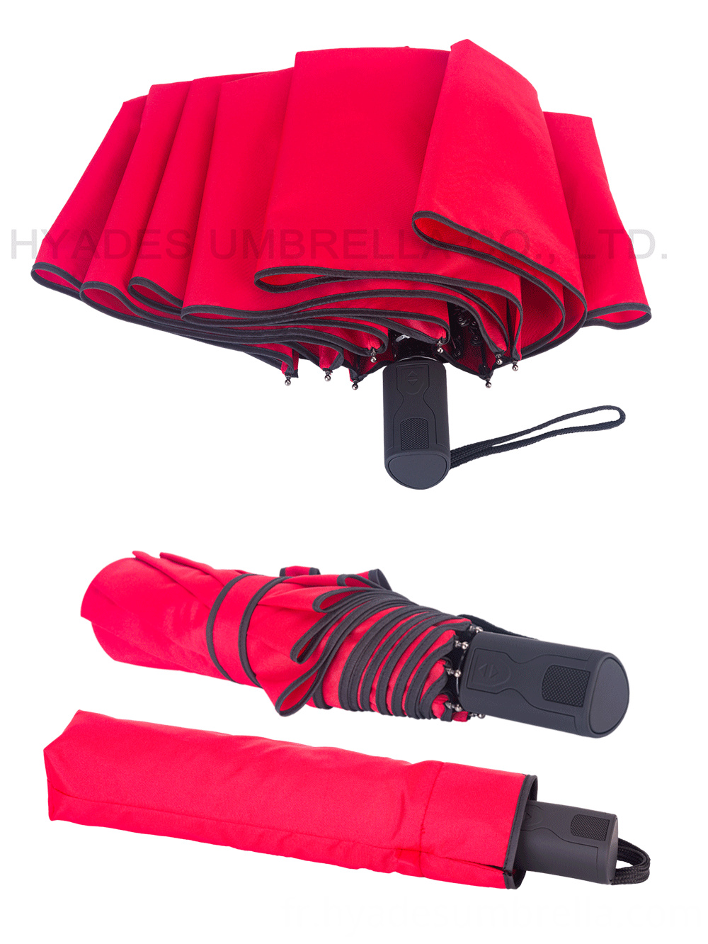 3 parapluie pliant couleur unie rouge 3 Folding Umbrella Plain Color Red